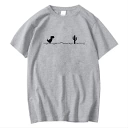 Men High Quality Cotton Blend Funny Dinosaur Print T Shirt Loose O-neck Summer Cool Men Tshirt Short Sleeve T-shirt Male Tee Top