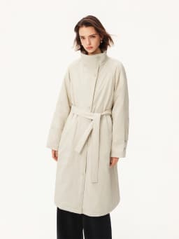 ZIQIAO Women's Down Coats Waterproof Stand Collar Trench Long Coat Slim Waist Winter 2026 Commuting Outweart Ins Chic Streetwear