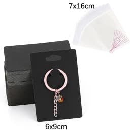 50pcs Keychain Display Cards with Self-Sealing Bags Keychain Card Hold Cardboard for Keyring Jewelry Display Packaging Wholesale