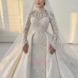 High Neck Long Sleeves Embroidery Decal A-line Design Beauty Elegant Wedding Bride Dress Shimmering Customized vestidos de novia