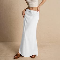 Women's Basic Versatile Drawstring Low Waist A Line Casual Skirts Sexy Tight Solid Color Bodycon Long Maxi Skirts