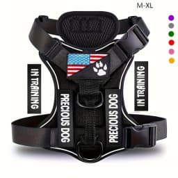 Reflective Dog Vest Harness with 5 PCS Patches Service Dog Harness Adjustable Soft Oxford Pet Harness