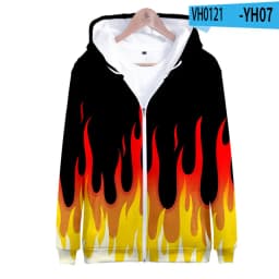 Coat 3D Print Cartoon Red and Yellow Flame Hoodie Men Women Long Sleeve Cosplay Costume Men Jacket Sweatshirts