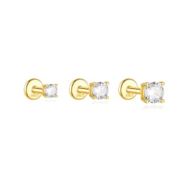 AIDE 925 Sterling Silver 3pcs Set Hoops Earrings for Women 18k Gold Plated Earring Bride Wedding Party Pendientes Fine Jewelry