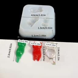 DIY 3 Cavity Lovely Cat Shape Keychain Pendant Silicone Mold Handmade Jewelry Charm Desktop Ornament Epoxy Resin Casting Mould