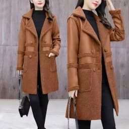 Large Size Jacket Women's New Two-Sided Fur Coat Autumn Winter 2025 Lambswool Outerwear Long Padded Overcoat Ladies Leather Tops