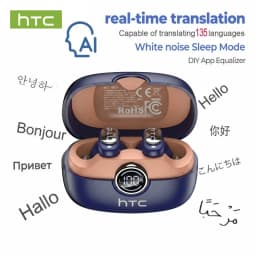 HTC NE79 TWS Bluetooth 6.0 Earbuds AI Translation 135 Languages ENC Noise Cancelling HiFi Stereo Headphones with LED Display