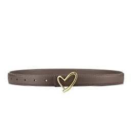 Women's Leather Belt with Smooth Heart Buckle, Minimalist and Premium Style, Suitable for Jeans, Suits, and Dresses