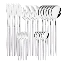 6Set/30Pcs Pink Silver Dinnerware Set Stainless Steel Knife Ckae Fork Spoon Cutlery Set Tableware Silverware Set Dropshipping
