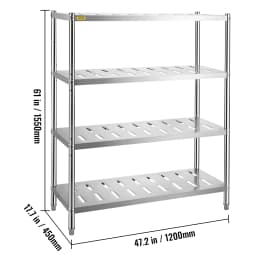 SucceBuy 4/5 Tier Storage Shelf Storage Shelving Unit Stainless Steel Garage Shelf with Adjustable Height and Vent Holes
