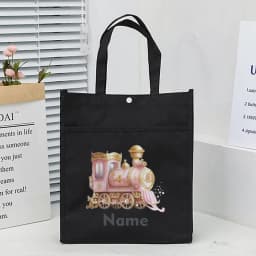 Personalized Kids Library Tote Bag Homeschool Unicorn Rocket with Name Reading Books Bags Children School Bag Kids Birthday Gift
