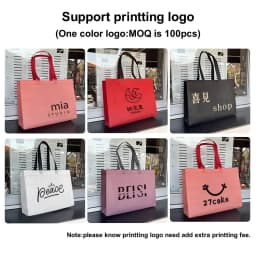 StoBag 20pcs Non-woven Tote Bags Color Fabric Portable Eco-friendly Shopping Storage Reusable Large Pouch Custom Logo(Extra Fee)