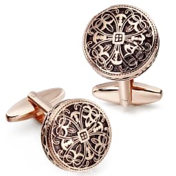 Antique Gold Silver Cufflinks and Tuxedo Studs Set Vintage Enamel Hollow Royal Pattern High End Mens Jewelry Gifts for Wedding