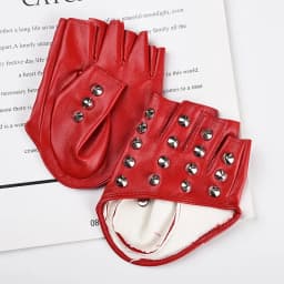 Women DS Half Palm Half Finger Rivets Gloves Nightclub Pole Dancing Stage Performance Fashion Personality Hip Hop Leather