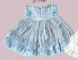 Japanese Mine Style Lace Splicing Short Skirts High Waist Lace-up A-line Heart Leather Buckle Sweet Versatile Mini Skirt Women