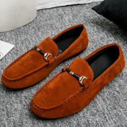 Summer Red Suede Loafers Men Shoes Slip On Soft Moccasins Breathable Flats Men's Driving Shoes Men Leather Casual Shoes Handmade