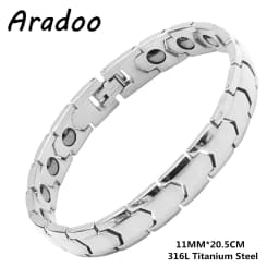 Titanium Steel Hematite Therapy Bracelets Arrow Design Men's Magnetic Link Bracelet