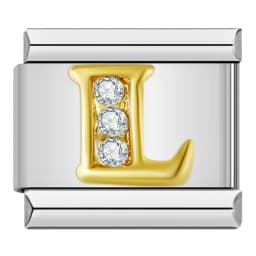 Hapiship Shiny CZ 26 Letters A-Z Italian Charms Gold Plated 9mm Stainless Steel Modular Bracelet DIY Jewelry DJ2479