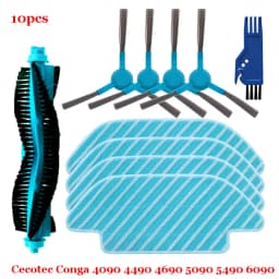 For Cecotec Conga 4090 4490 4690 5090 5490 6090 Robot Vacuum Cleaner Side / Soft Roller Brush Mop Cloth Rags Wheel Accessories