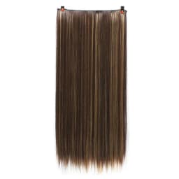 24Inch Synthetic Long Straight 5 Clips One Piece Invisible Hair Extensions Black Brown Hairpiece for Women