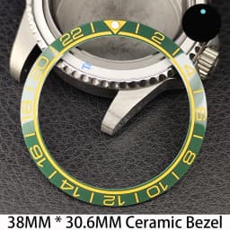Sloping 38mm * 30.6mm Ceramic/Aluminum Bezel GMT and Diving Watch Insert Fits for 40mm Men's Watch Case Bezel Replacement Insert