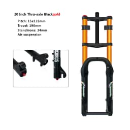 20x4.0 26*4.0 MTB Dual Motor Air Suspension Fork QR 9*135mm 15*135mm Beach Snow Motorcycle Electric E Bike Double Crown Air Fork