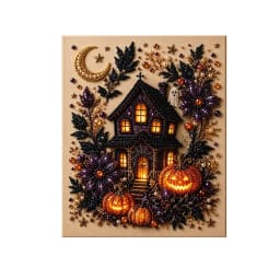 Dowmoo Canvas Halloween Diamond Art Kit Nano Pearlescent Fabric Wood Acrylic Shiny Soft Sturdy Relieve Stress Vivid Craft Set