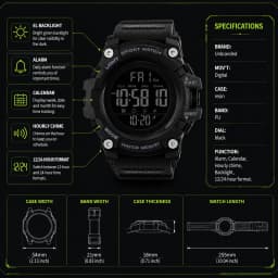 SKMEI Shockproof 2 Time Sport Watch Stopwatch Count Down Mens Digital Watches Waterproof Soft Clock For Male Reloj Hombre 1384