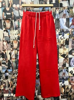 Red Drawstring Elastic Waist Oversized Retro Trouser Woman Casual Wide Leg Pant Loose Y2K Harajuku Sweatpants Cototn Blend