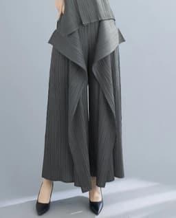 2025 New Pleated Pants Irregular Wide-legged Pants Simple Loose Large Size with Elastic Formal Occasions Commuter Women's