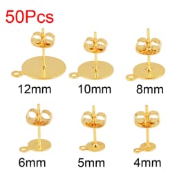 50-100pcs/lot Stainless Steel Earring Studs Blank Post Base Pins With Earring Plug Ear Back Connector For Jewelry Making DIY