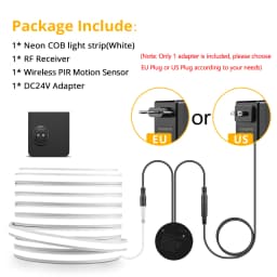 24V Wireless PlR Motion Sensor COB LED Neon Strip NightLight for Bed Bathroom Stair Hallway Lighting 3/5/10m Solid Silicone Tape