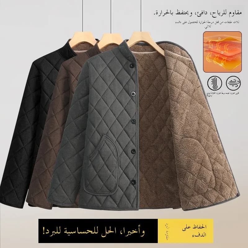 Thickened Fleece Men's Cotton Jacket Autumn Winter Middle-Aged And Elderly Dad Style Coat Warm Stand Collar Cold Resistance C...