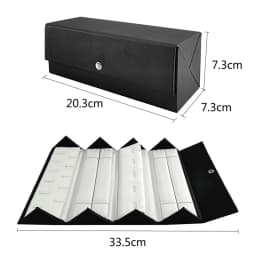Portable Foldable Jewelry Storage Box Black Leather Outer and White Leather Inner Jewelry Box Rings Necklace Pendant Container