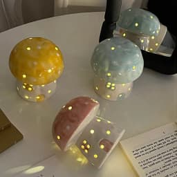 Creative Mushroom Small Night Lamp Bedside Light Home Decoration Ceramic Cute Mushroom Night Light Birthday Gift