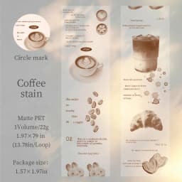 Journal GO 5cmx2m Floating Light Fragments Matte PET Tape Ocean & Coffee Decals for Journaling Scrapbooking Planners & DIY Card