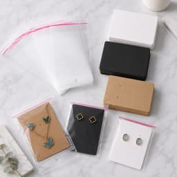 50/100pcs Earring Holder Cards and Clear Self-Sealing Bags Set Paper Display Cards for Necklaces Stud Earrings Jewelry Packaging