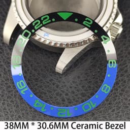 Sloping 38mm * 30.6mm Ceramic/Aluminum Bezel GMT and Diving Watch Insert Fits for 40mm Men's Watch Case Bezel Replacement Insert