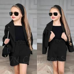 Customized Girl Outfit Solid Yellow Notch Lapel Girl Suits High Quality Party Birthday Children Clothing(Jacket+Short Pants)