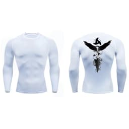 Sword Print Long Sleeve Compression Shirt for Men Athletic Quick Dry Tshirts Tops Gym Workout Running Baselayers Undershirts