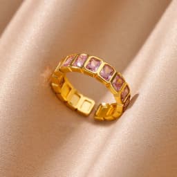 Cubic Zirconic Rectangle Open Rings For Women Men Gold Color Wedding Engaement Ring Luxury Brand Design Jewelry Christmas Gifts