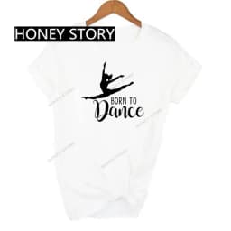 Dance Letter Print T Shirt Ballet Silhouette Monogram Print Women's T-shirt Loose Aesthetic Tops Graphic T Shirts Pro Choice