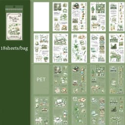 Mr Paper 18pcs/bag Soft House Time Series Home Landscaping Dual Material Die-cut Sticker Book DIY Handbook Scrapbook Card