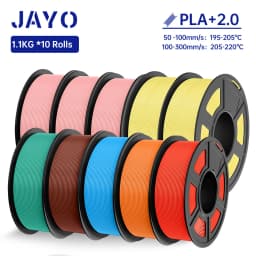 JAYO 3D Filament PLA + 2.0 10 Rolls Upgrade PLA plus 3D Printer Filament Neatly 3D Printing Material For FDM Multicolor