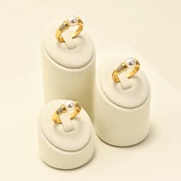 WoodTen 3PCS Set Rings Display Rack Jewelry Display Stand Microfiber Pearl Ring Jade Earring Counter Display Stand Ring Holder