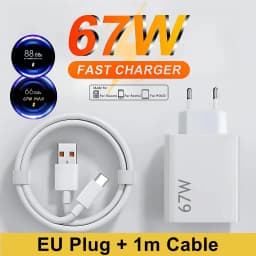 67W 6A Turbo EU Fast Charger For Xiaomi 11 12 13 14 15 17 Pro Max Redmi Note 11T 12T 13 POCO X6 Type C USB Quick Charging Cable
