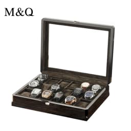 M&Q Solid Wood Watch Storage Box With Clear View Window Metal Latch Handmade Wristwatch Display Organizer Watch Gift Box