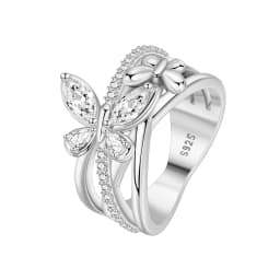 PANPOKI S925 Sterling Silver Flower Butterfly Insect Closed Ring For Women Finger Ring Personality Jewelry Party Trendy Gifts
