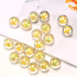 16MM 10 Pieces/Bag Style Random Acrylic Plated Colored Beads, Round Inner Color DIY Straight Hole Handmade Bracelet, Beaded Loos