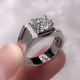 Buyee 925 Sterling Silver Wedding Ring Light Zircon Simple Ring for Man Fashion Classic Big Fine Jewelry Circle
